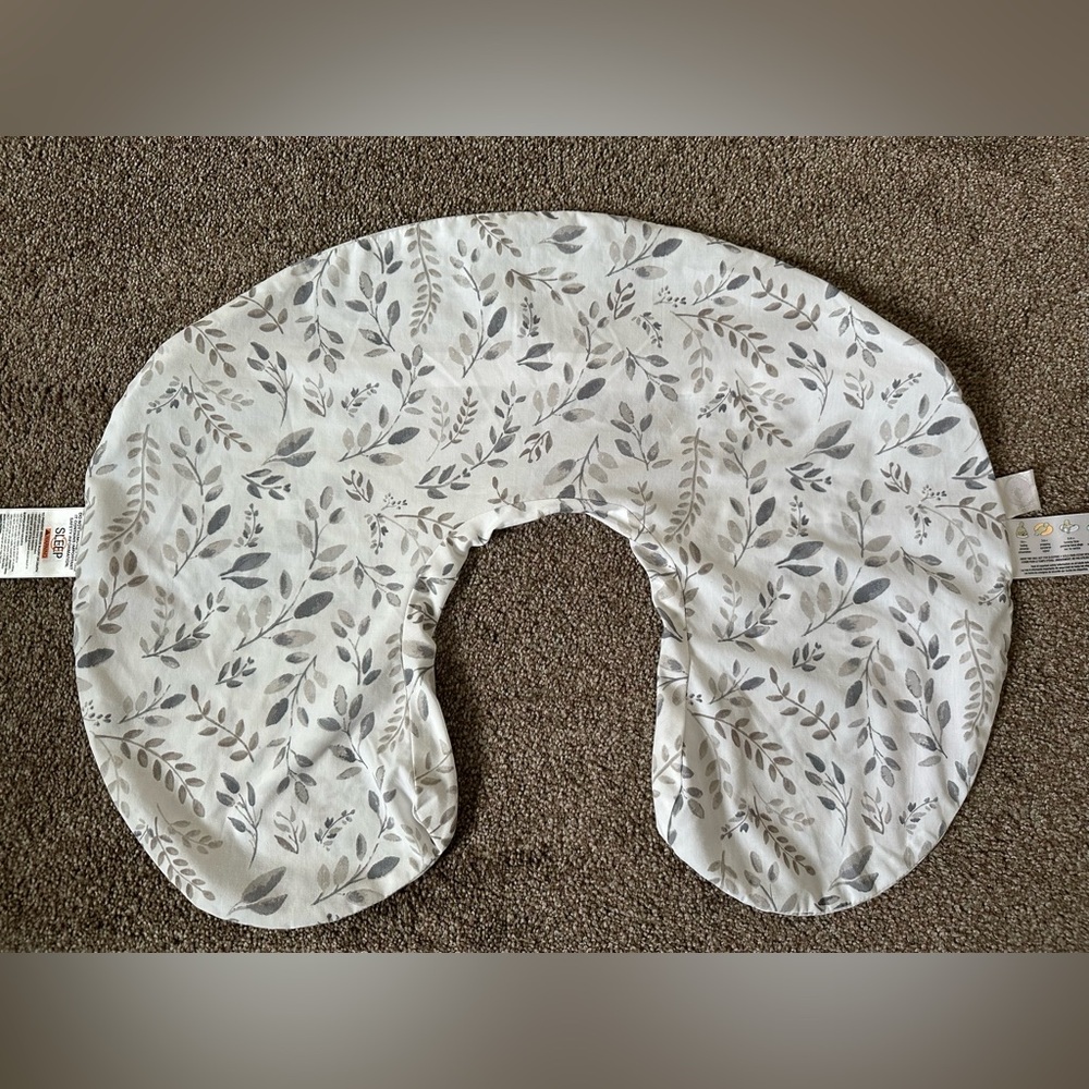 Boppy Original Nursing Pillow Cover Gray Botanical Leaves Neutral